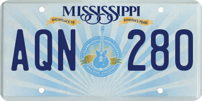 MS license plate AQN280