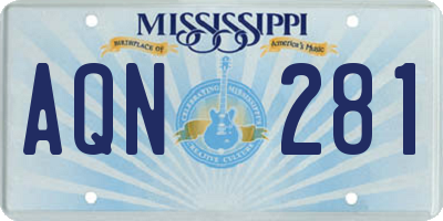 MS license plate AQN281