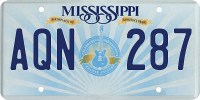 MS license plate AQN287