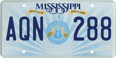 MS license plate AQN288