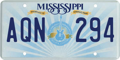 MS license plate AQN294