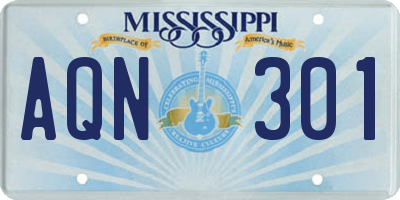 MS license plate AQN301
