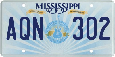 MS license plate AQN302