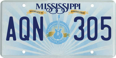 MS license plate AQN305