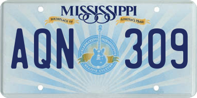 MS license plate AQN309