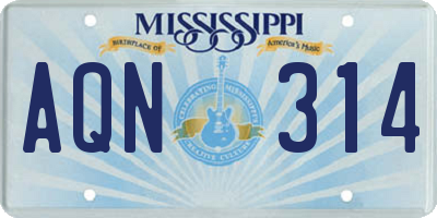 MS license plate AQN314