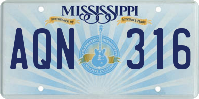 MS license plate AQN316