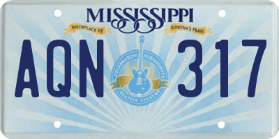 MS license plate AQN317