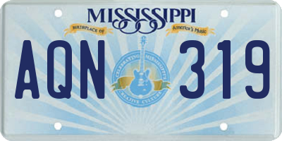 MS license plate AQN319