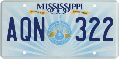 MS license plate AQN322