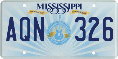 MS license plate AQN326
