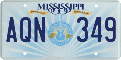 MS license plate AQN349