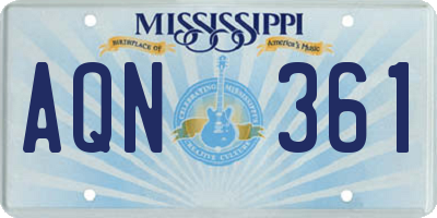 MS license plate AQN361