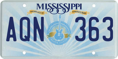 MS license plate AQN363