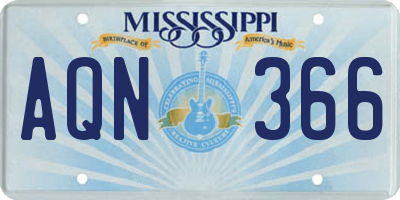 MS license plate AQN366