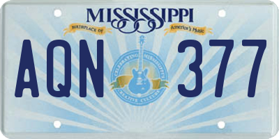MS license plate AQN377