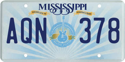 MS license plate AQN378