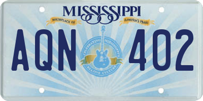 MS license plate AQN402