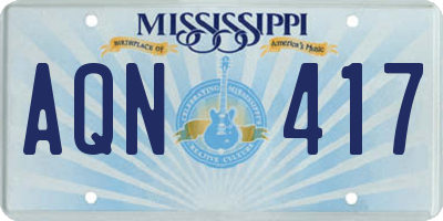 MS license plate AQN417