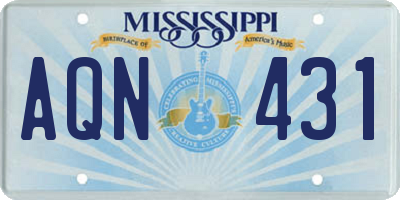 MS license plate AQN431