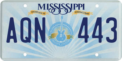 MS license plate AQN443