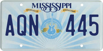 MS license plate AQN445