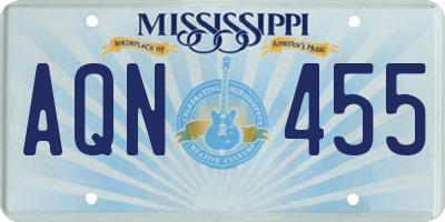 MS license plate AQN455