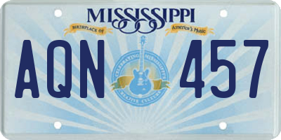 MS license plate AQN457