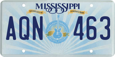 MS license plate AQN463