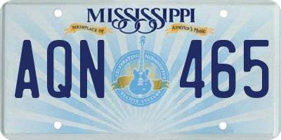 MS license plate AQN465