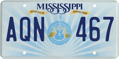 MS license plate AQN467