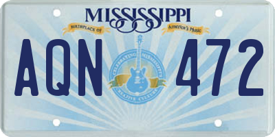 MS license plate AQN472