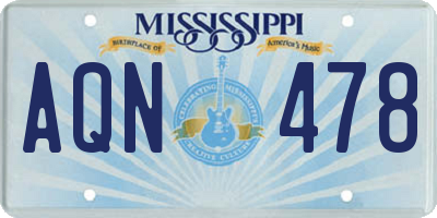 MS license plate AQN478