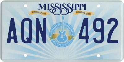 MS license plate AQN492