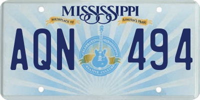 MS license plate AQN494