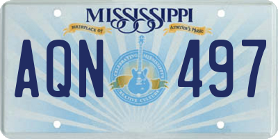 MS license plate AQN497