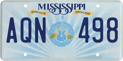 MS license plate AQN498