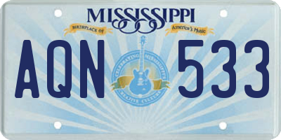 MS license plate AQN533