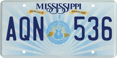 MS license plate AQN536