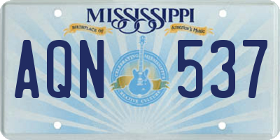MS license plate AQN537