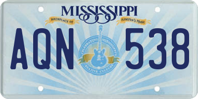 MS license plate AQN538