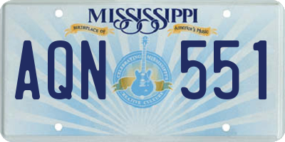 MS license plate AQN551
