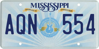 MS license plate AQN554