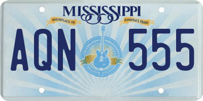 MS license plate AQN555