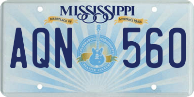 MS license plate AQN560