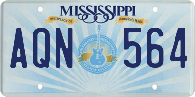 MS license plate AQN564
