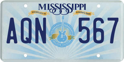 MS license plate AQN567
