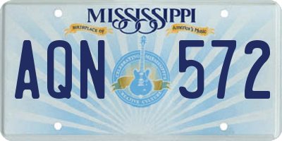 MS license plate AQN572