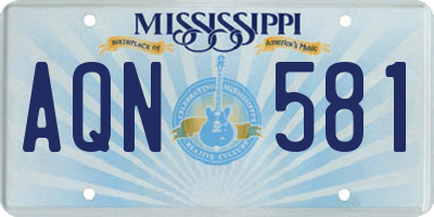 MS license plate AQN581