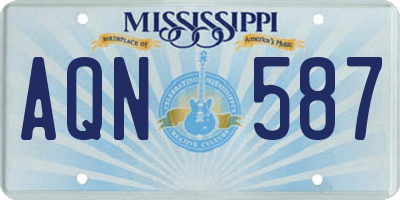 MS license plate AQN587